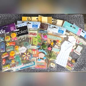 10 Piece Scrapbook Bundle Brand New 8 3D Sticker Packs & 2 Books 24 Pgs Of Paper
